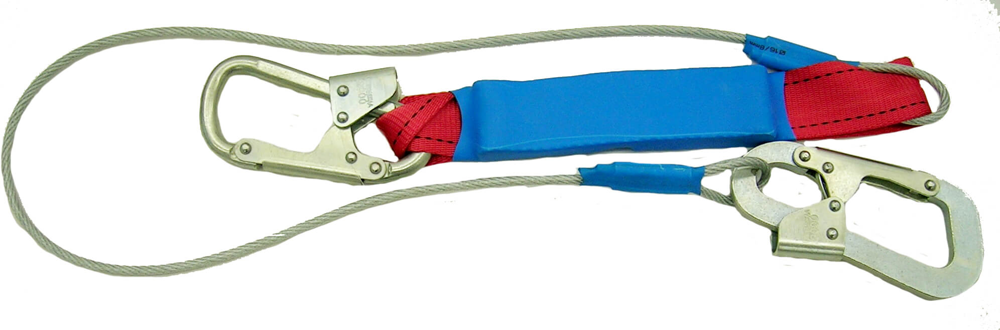 Строп для страховочных привязей с амортизатором из металлического каната (троса) в ПВХ оплетке – аБ